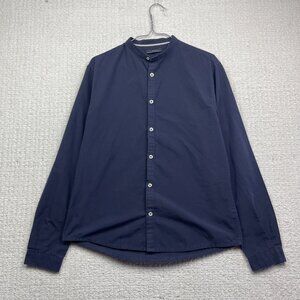 Celio Men's Dark Blue Grandad Button Up Dress shirt shirt Men Sz 15 US Preppy